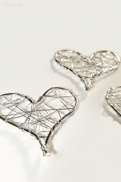 Draht Herzen Rattanoptik Silber